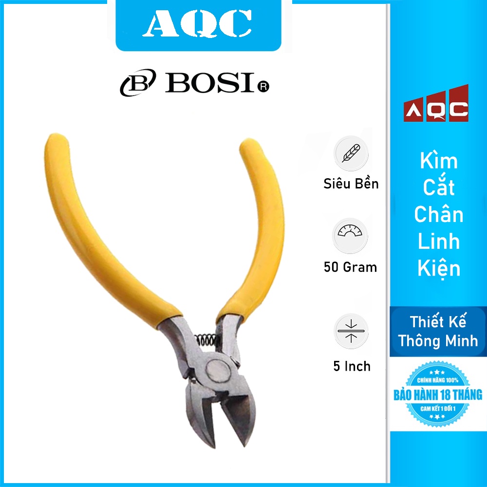 Kìm Cắt Chân Linh Kiện Bosi 5 Inch Loại Bé Tiện Dụng Thép Không Gỉ Bọc Cao Su