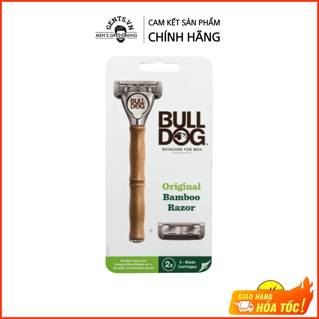 Bộ dao cạo râu 5 lưỡi kép Bulldog Skincare Original Bamboo Razor