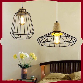 Đèn thả ⚜️freeship⚜️đèn thả trần lồng sắt đui gỗ