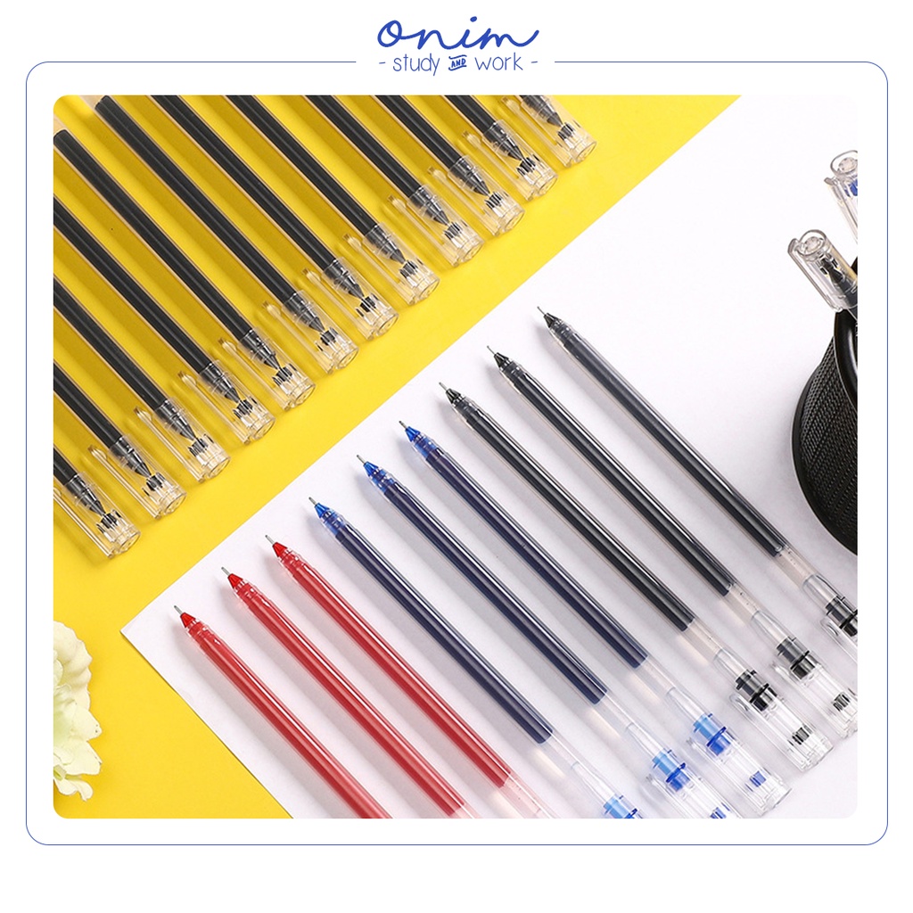 Bút bi nước ngòi siêu nhỏ mực gel 0.38mm ONIM đen xanh đỏ dupe Muji phụ kiện văn phòng phẩm JW015