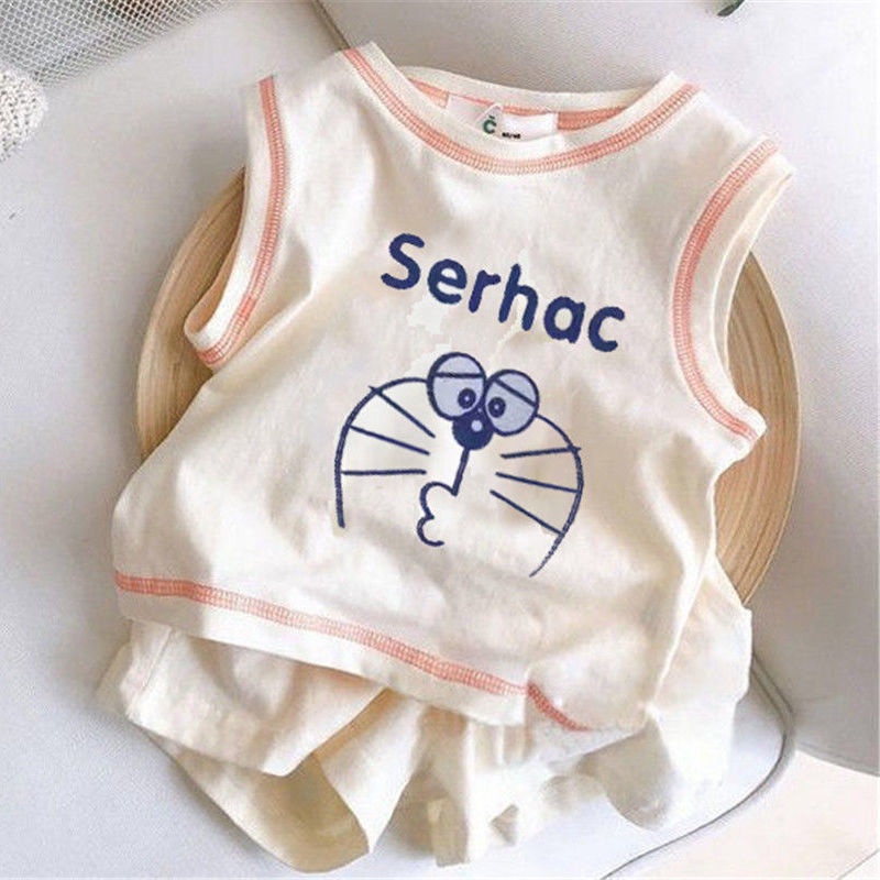 Bộ Đồ Thể Thao Áo Thun Tay Ngắn Phối Quần Short Vải Cotton Màu Trơn Kiểu Phương Tây Thời Trang Mùa Hè Hàng Mới Dành Cho Bé Trai Gái 2022