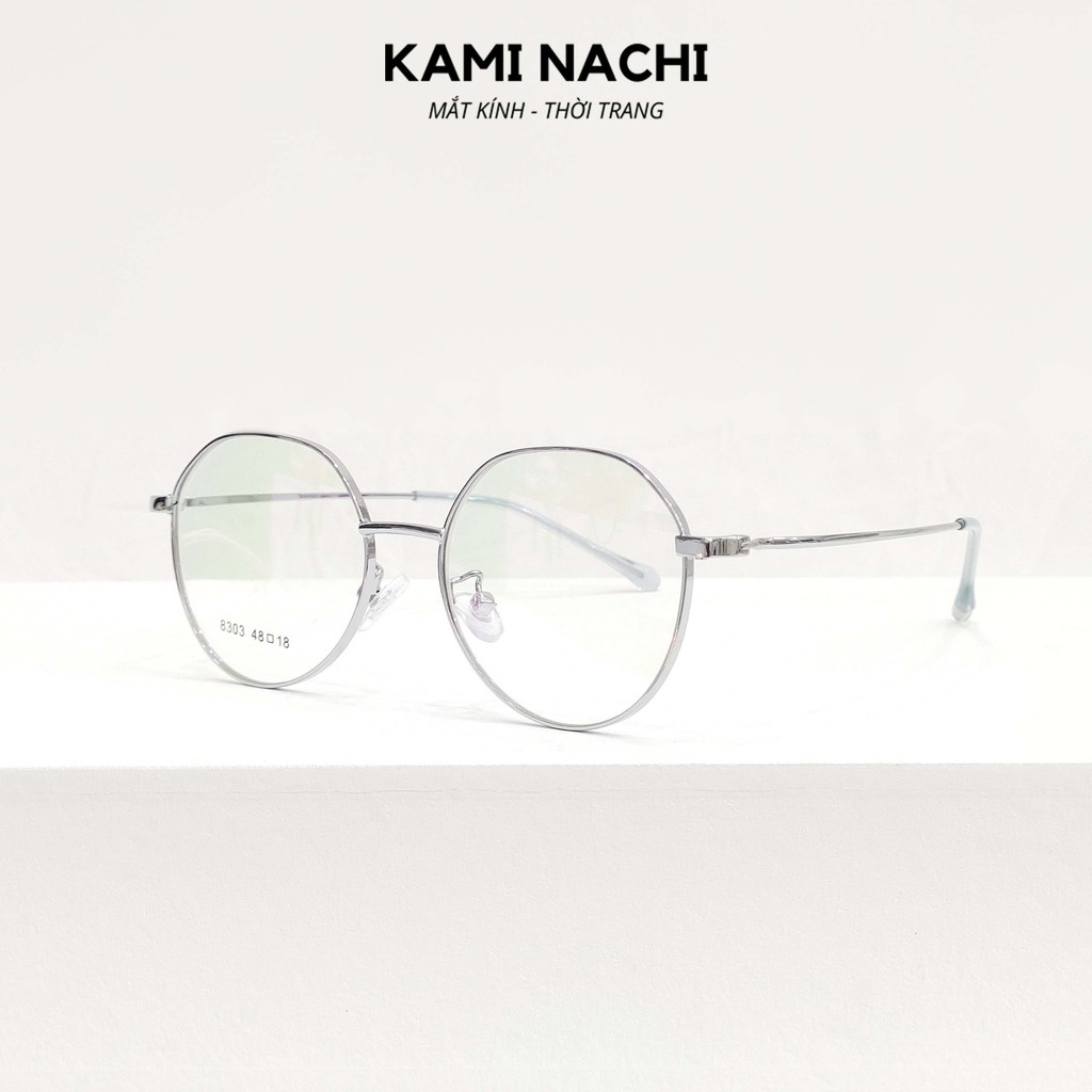 Gọng kính kim loại nửa lục giác nửa tròn đẹp xịn Kami Nachi 8303 - Phụ kiện thời trang