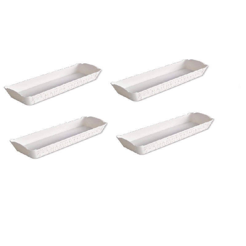 Daiso Japan Khay Nhựa Trắng Feminine French Cutlery Case White 26.3 x 8.7 x 4.7cm