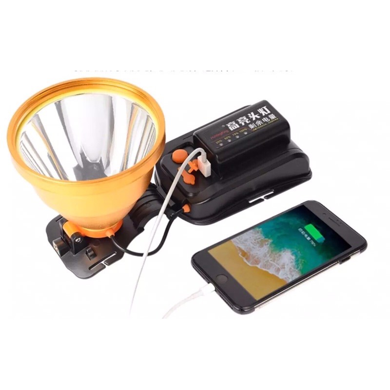 Đen pin đội đầu siêu sáng pin khủng 500W có cổng Usb mã Ls1835