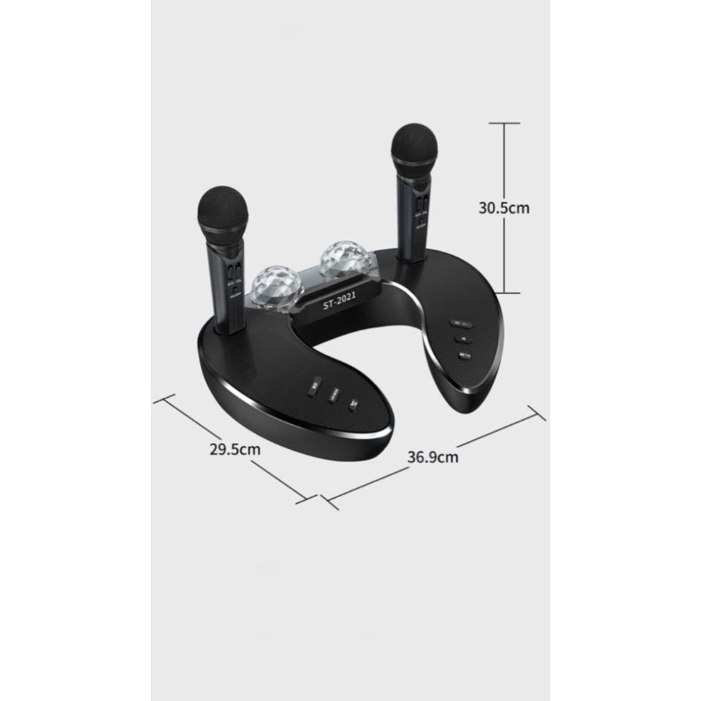 [Tặng kèm 2 micro không dây] Loa bluetooth cao cấp ST 2021 - Dàn âm thanh karaoke mini kèm 2 đèn led sống động