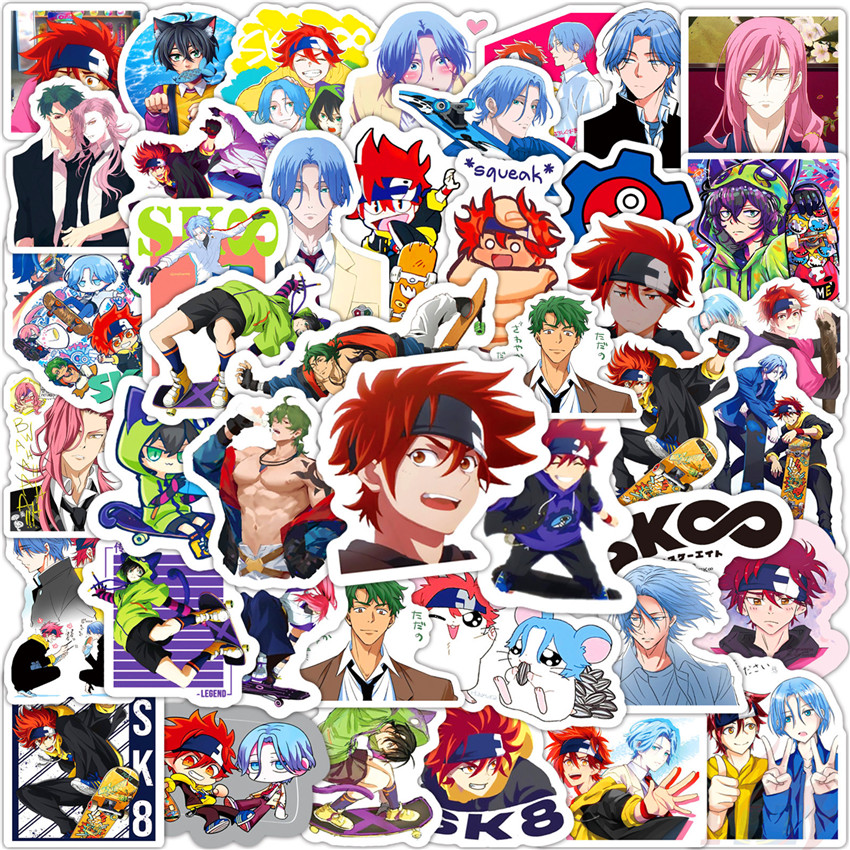 Set 100 nhãn dán hoạt hình SK8 the Infinity dòng A SK∞S anga Hasegawa hỗn hợp chống nước thời trang DIY