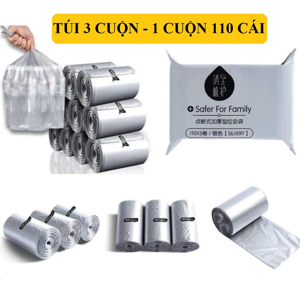 Set 3 Túi Đựng Rác Màu Bạc/ Màu Đen Tự Phân Huỷ