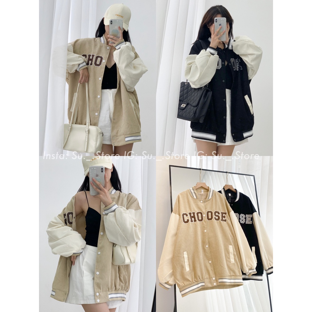 Áo bomber nhung tay pha chữ Choose A1959 SUSTORE