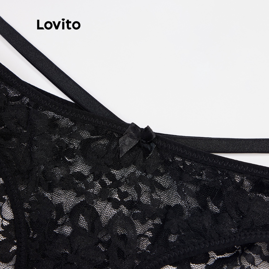 Bộ áo ngực ren LOVITO phong cách gợi cảm cho nữ L17X280 (màu đen)