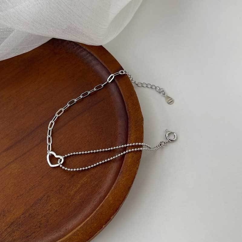 Vòng đeo tay MANYUE hai lớp mặt hình trái tim phong cách Hàn Quốc thiết kế đơn giản thời trang