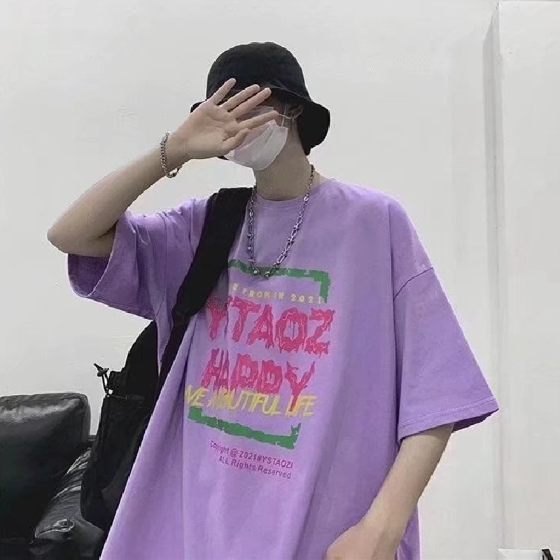 Áo Thun Dáng Rộng In Chữ Phong Cách Hip Hop Đường Phố Cho Nam Nữ Cỡ M-8XL