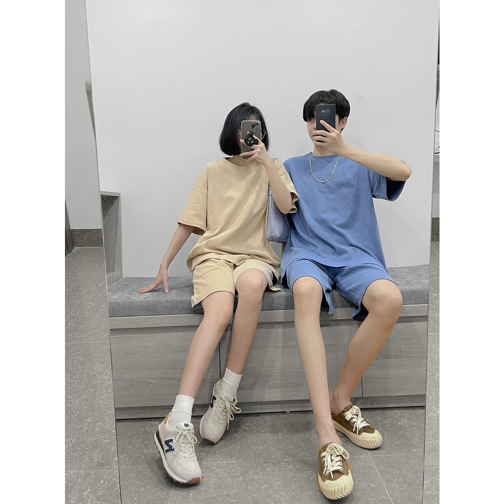 Bộ Áo Quần basic trơn nhiều màu MEANSTORE set đồ unisex nam nữ dáng rộng form oversize phong cách Ulzzang Hàn Quốc