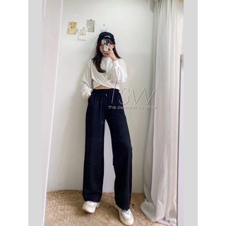 Quần suông nỉ da cá cạp cao TSW