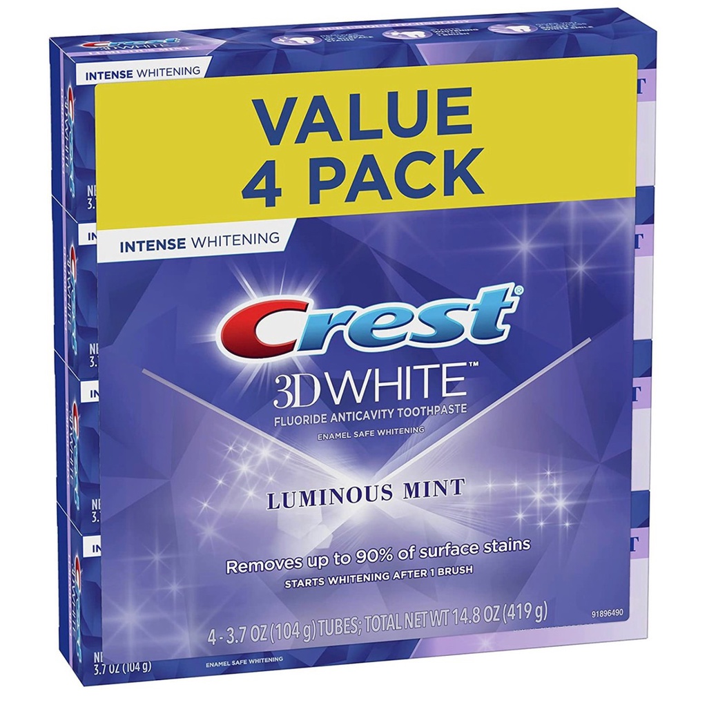 Kem đánh răng Crest 3D White Luminous Mint Teeth Whitening Toothpaste[MẪU MỚI]