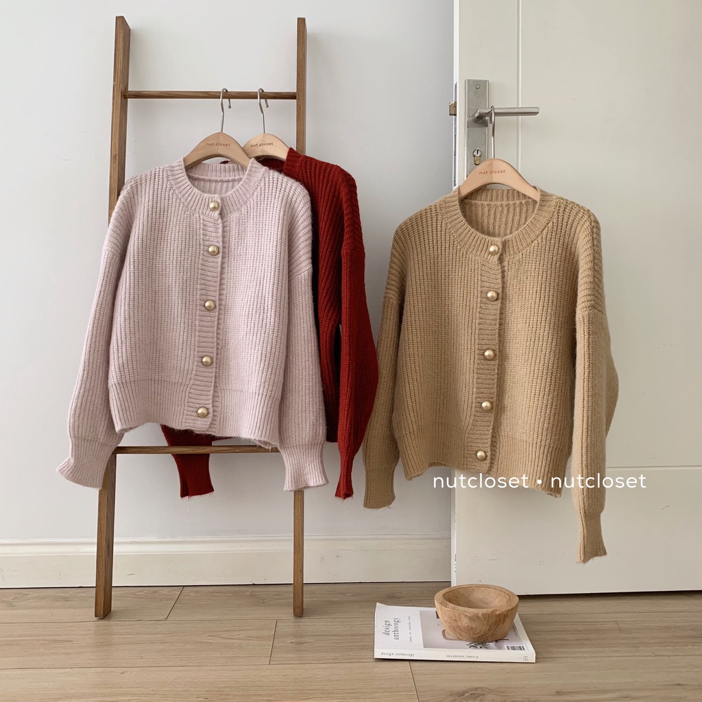 Áo cardigan len cổ tròn cúc vàng đồng _A0321 | BigBuy360 - bigbuy360.vn