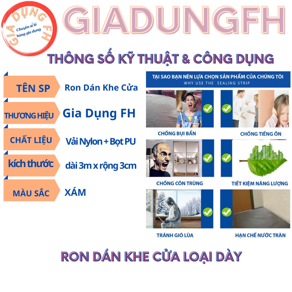 RON DÁN KHE CỬA LOẠI DÀY , NGĂN CHẶN BỤI , CÔN TRÙNG , GIỮ HƠI PHÒNG MÁY LẠNH