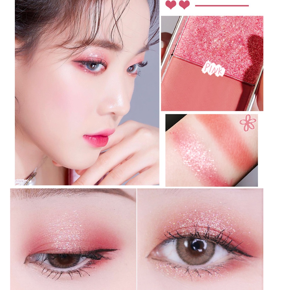 [Hàng mới về] Bảng phấn trang điểm mắt 2 màu sắc lì và ánh ngọc trai thời trang nhỏ gọn