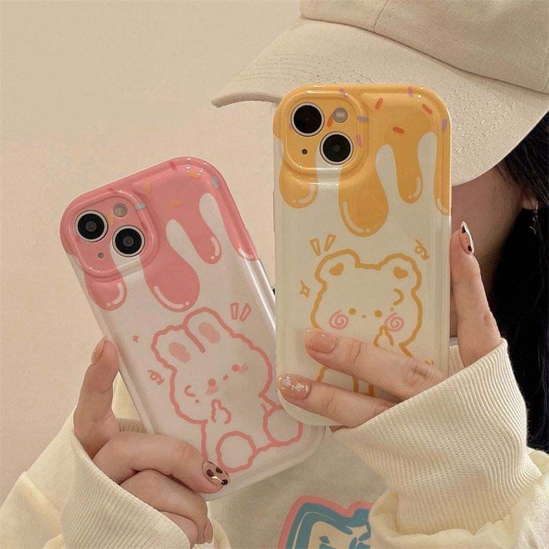 Ốp Điện Thoại Cao Su Mềm Hình Gấu Thỏ Cho iPhone 12 13 11 Pro Max X Xs Max Xr ioerhu