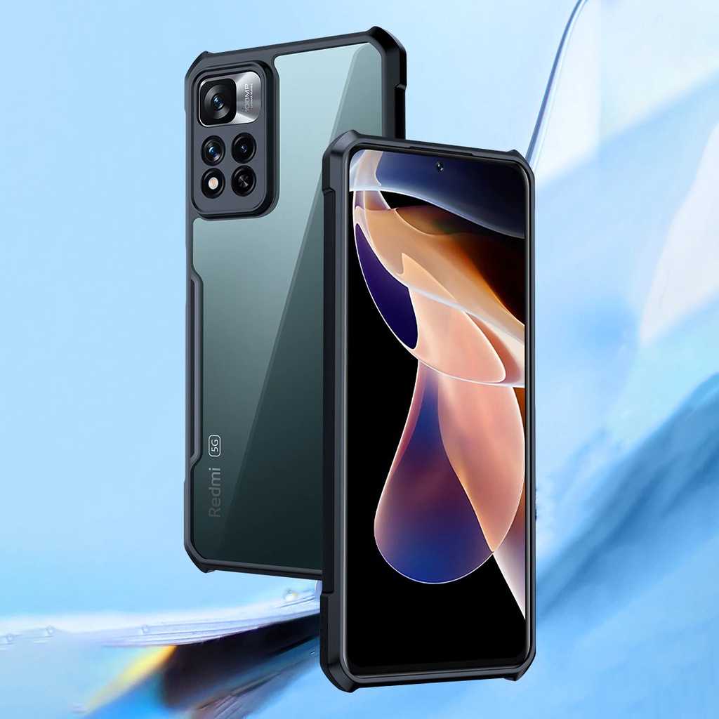 Ốp lưng XUNDD Redmi Note 11 4G/ 11S 4G/ 11 Pro/ 11 Pro Plus 5G - Mặt lưng trong, Viền TPU, Chống sốc - Đen