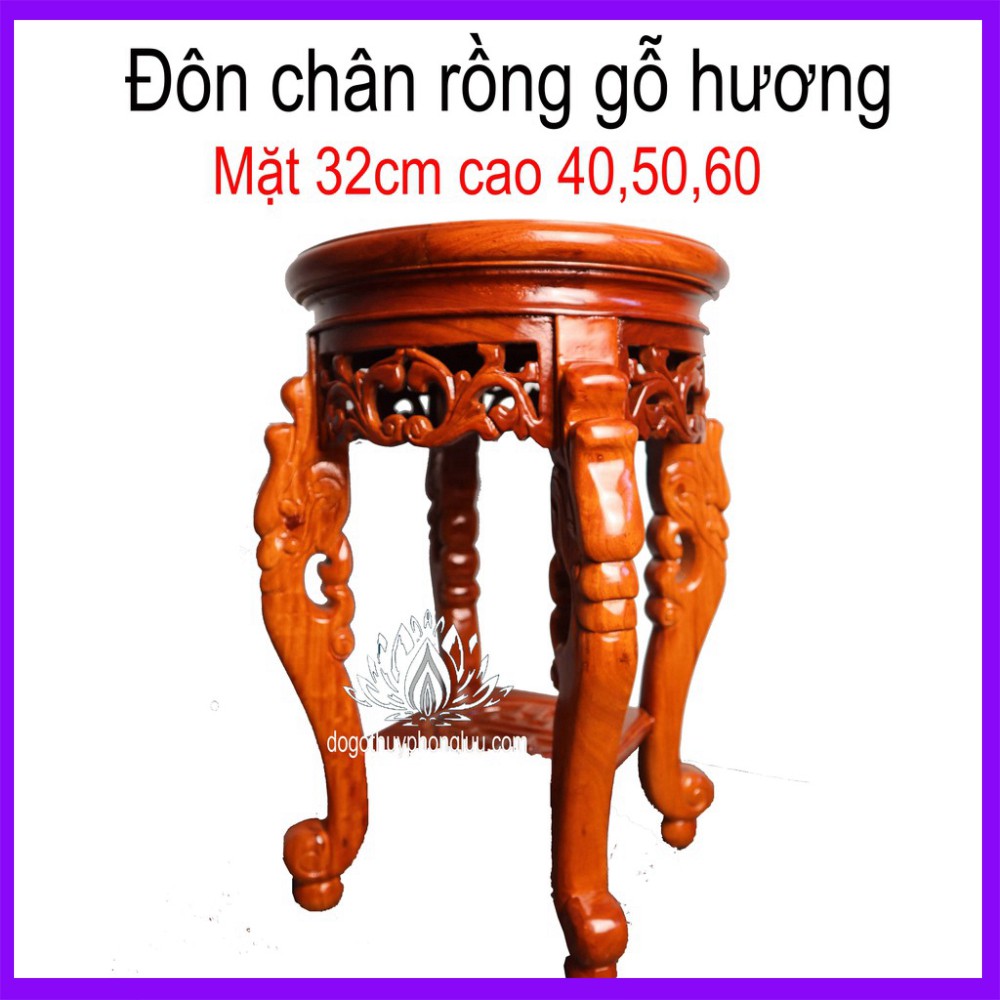 Đôn rồng gỗ hương,Kỷ chân rồng cao gỗ hương mặt 32cm cao 40,50,60