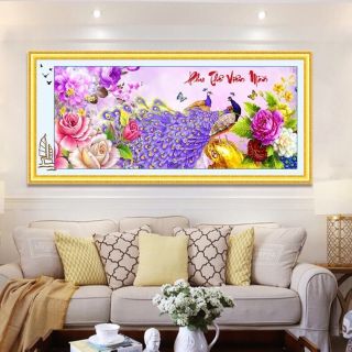Tranh thêu chữ thập phu thê viên mãn tuyệt đẹp