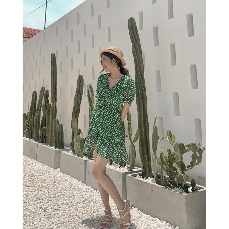 Váy đỏ chấm bi Blapink đắp tà vải voan rủ - DRESS T05A T04 | BigBuy360 - bigbuy360.vn