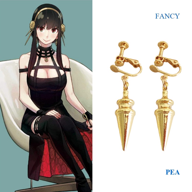 Fancy Khuyên Tai Dạng Móc Kẹp Bằng Kim Loại Hóa Trang Anime SPY FAMILY Yor Forger Cổ Điển Thời Trang
