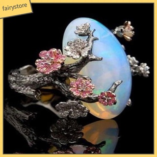 Nhẫn Đeo Tay Đính Đá Opal Nhân Tạo Phong Cách Cổ Điển Xinh Xắn