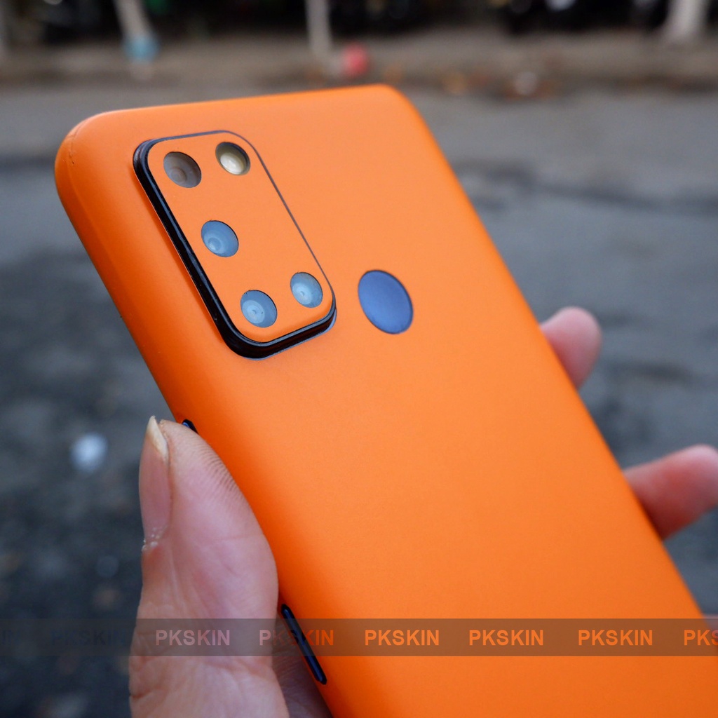 Miếng dán skin full lưng viền 3M cao cấp cho  Realme C17, Realme C35, one plus 7 pro orange matte