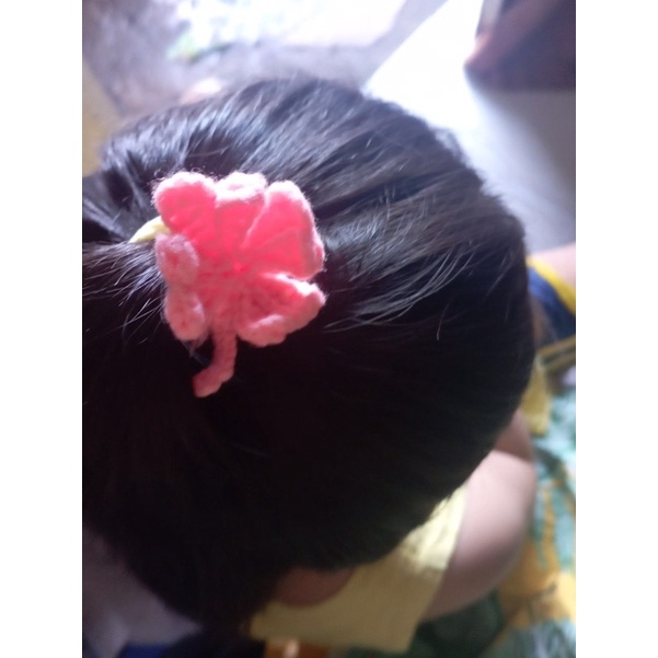 🔥 Dây Chun Thun Buộc Cột Tóc Cho Bé Gái Hình Lá 4 Cánh May Mắn Đan Móc Bằng Len