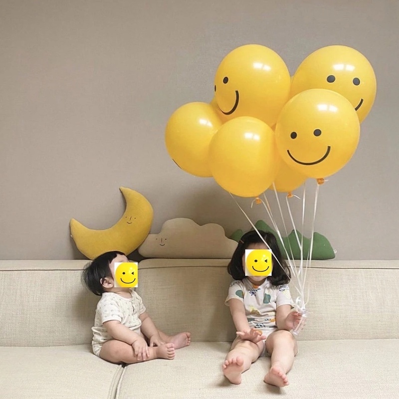 Set 10 Bong Bóng Cao Su Hình Mặt Cười Dễ Thương Trang Trí Tiệc