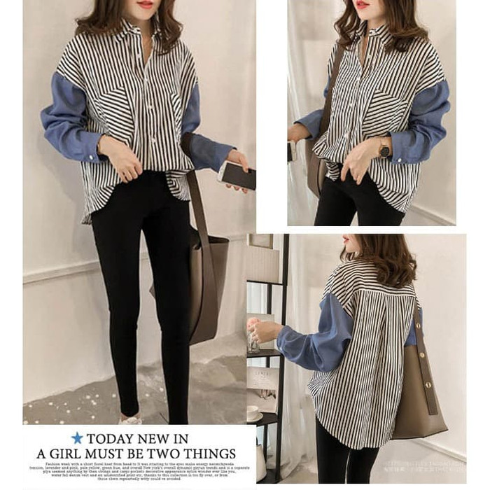 Áo sơ mi Cotton kẻ sọc dễ thương cho nữ 33LEC
