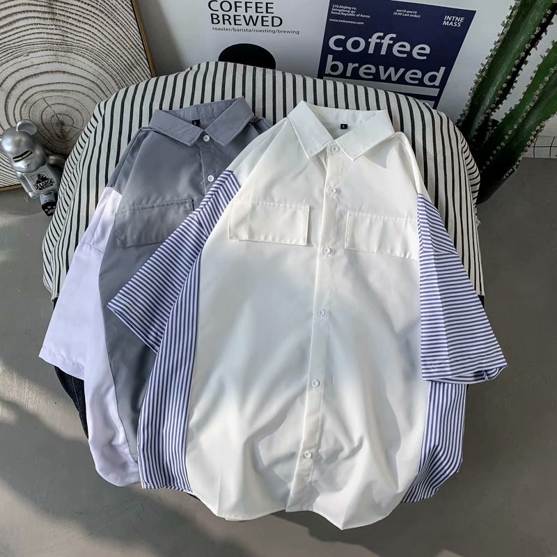 Áo Sơ Mi Form Rộng Ngắn Tay Phong Cách Hàn Quốc Dành Cho Nam | BigBuy360 - bigbuy360.vn