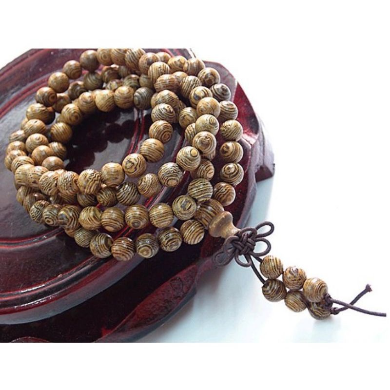 Chuỗi vòng gỗ mun, gỗ muồng, đàn hương 108 hạt phong cách Phật giáo