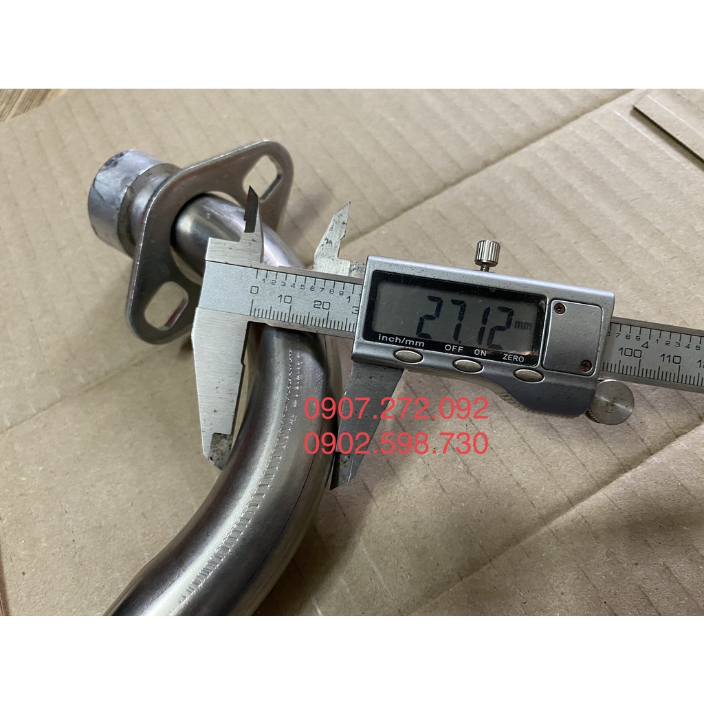 Cổ pô tăng inox 2 khúc gắn lon 27-38-51mm dành cho Mio
