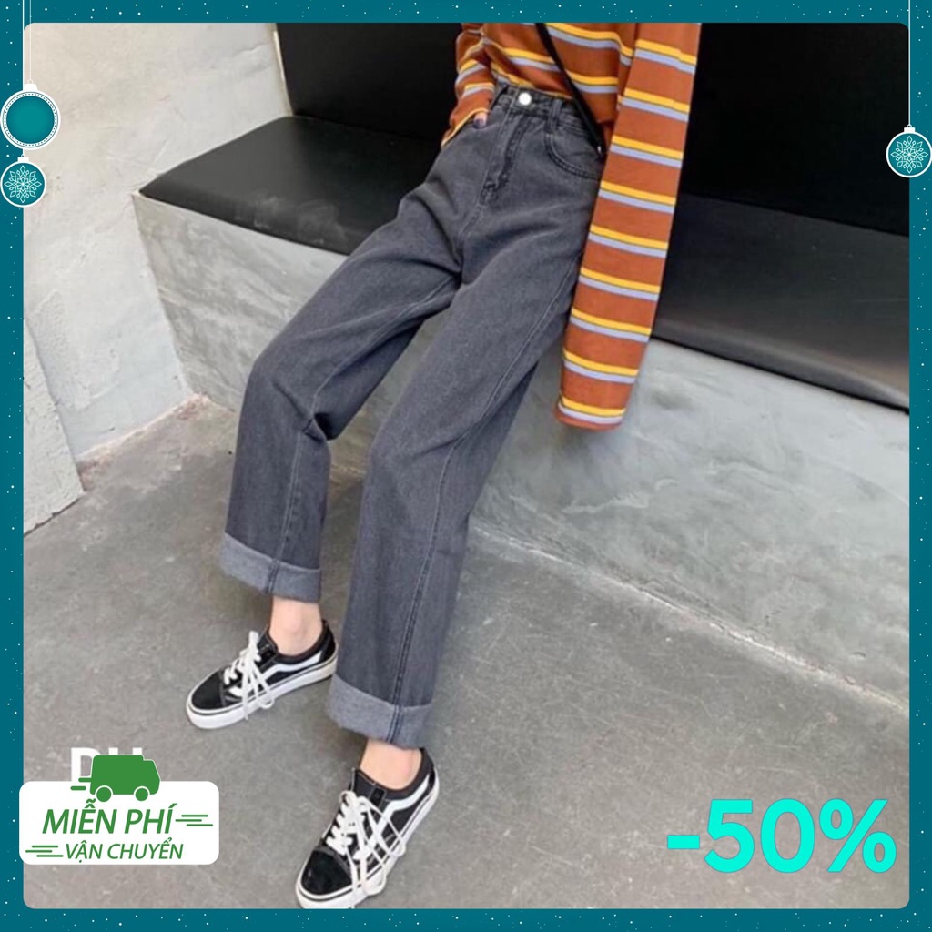 Quần jean nữ nam ống rộng cạp cao ulzzang, quần bò nữ baggy ống rộng phong cách phong cách Hàn Quốc | BigBuy360 - bigbuy360.vn