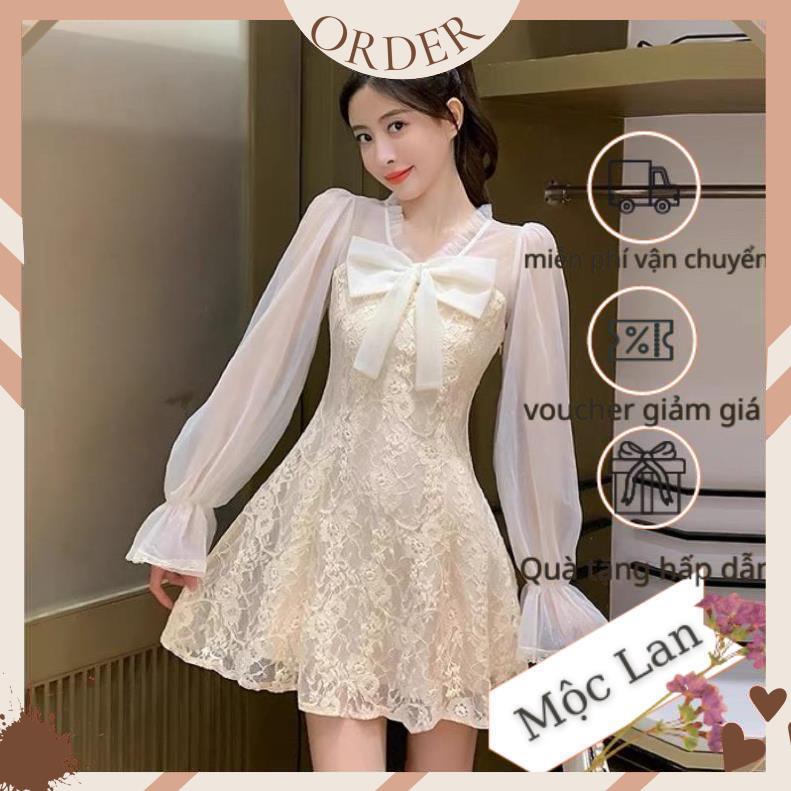 (MộcLan ORDER) 🎀Váy ulzzang ren lưới kiểu tiểu thư tay loe/Đầm xoè công chúa dự tiệc bánh bèo điệu vintage đi tiệc | BigBuy360 - bigbuy360.vn