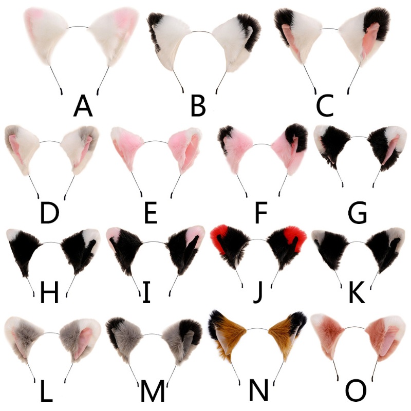 Băng Đô Tai Sói Bằng Lông Giả Màu Sắc Gradient Hóa Trang Halloween