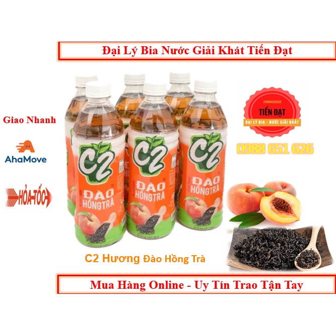 Thùng Trà C2 Đủ Vị Chai Nhựa 455ML (Dâu anh Đào, Chanh, Đào Hồng Trà, Khế Mật Ong, Chanh Bạc Hà)