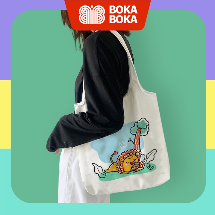 Túi Xách Vải Canvas Hình Thú Siêu Cute Phô Mai Que Phong Cách Hàn Quốc Có Khóa Miệng Túi