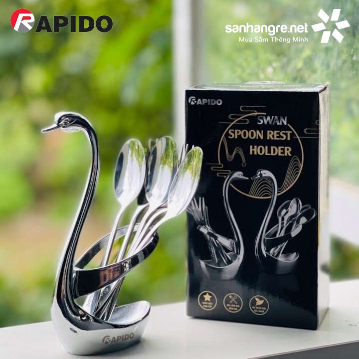 Bộ 3 thìa, 3 dĩa và giỏ  thiên nga Inox 304 Swan Rapido