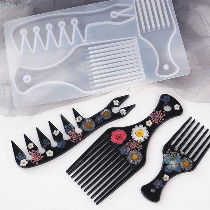 Large Hair Pick Mold Afro Comb Silicone Molds Hair DIY Hairdressing Styling Tool For Handicrafts Making Supplies