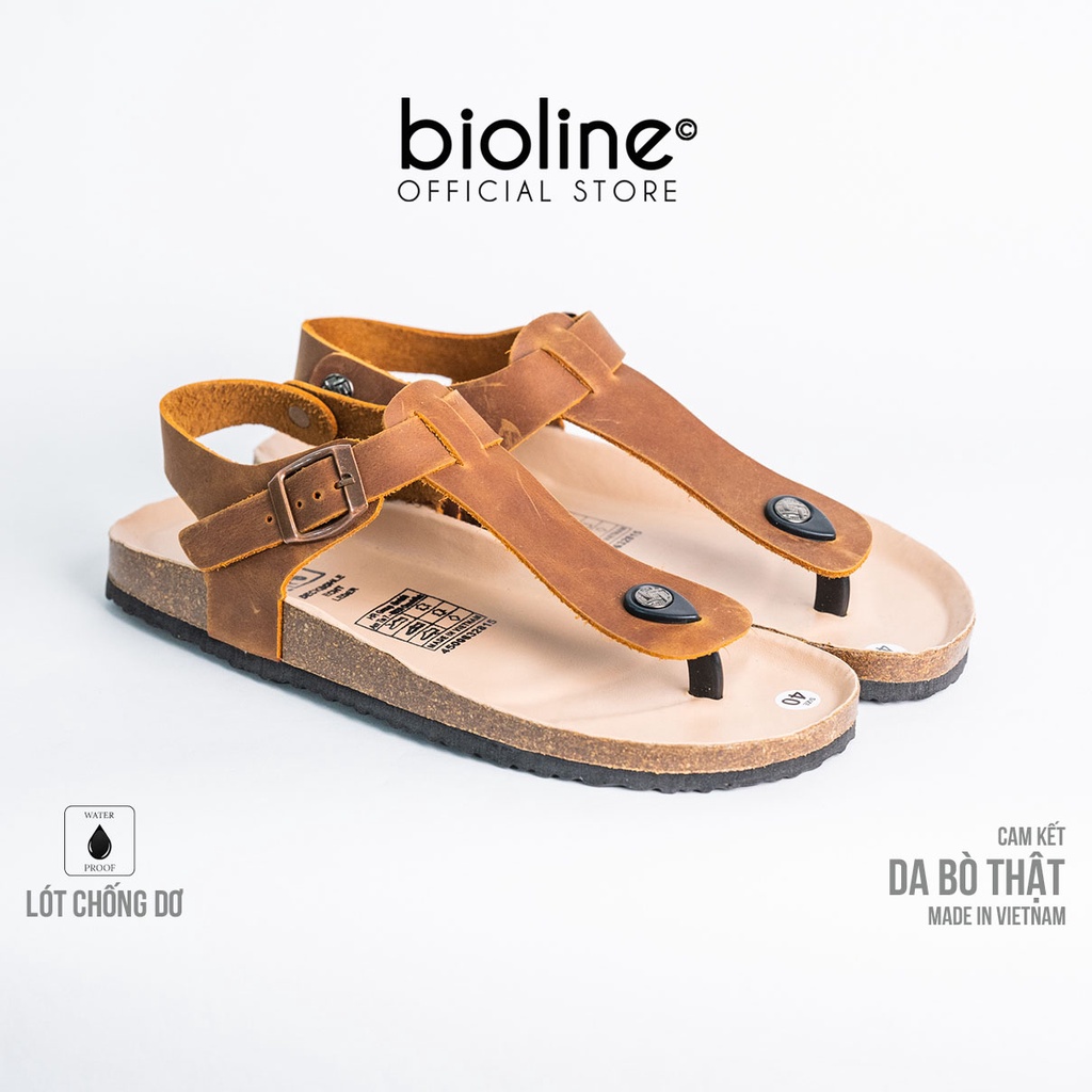 DK10-LÓT CHỐNG NƯỚC-Giày sandal đế trấu Birken da bò thật nam nữ, dép xăng đan công sở, dép đế trấu Bioline D10