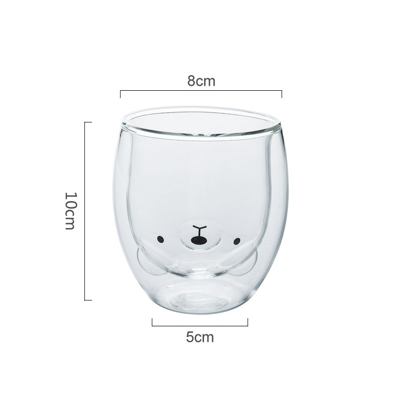 Cốc thủy tinh hình dáng dễ thương thiết kế hai lớp cách nhiệt 250ml