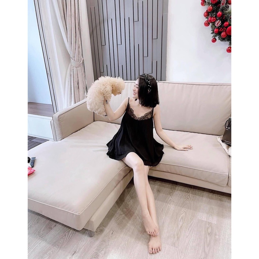 Đồ ngủ sexy 🌺 Freeship 🌺 Đồ ngủ nữ sexy nữ vải satin phối ren quyến rũ Freesize 40-60kg - Linqu Sleepwear | BigBuy360 - bigbuy360.vn