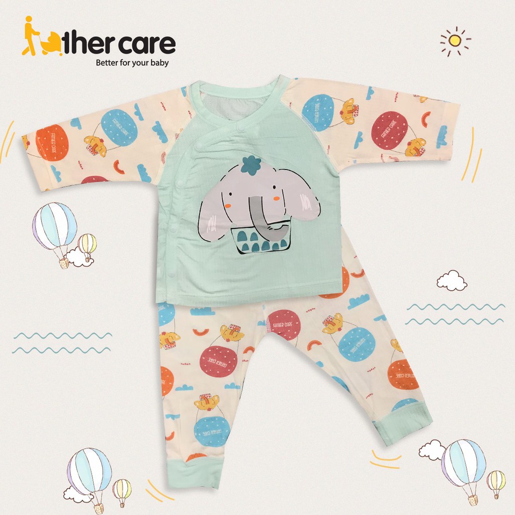 [Mã FARSBR152 giảm 15% đơn 99K] Bộ Quần áo FatherCare Cài lệch Dài tay - Voi (Trơn - Họa tiết) FC769