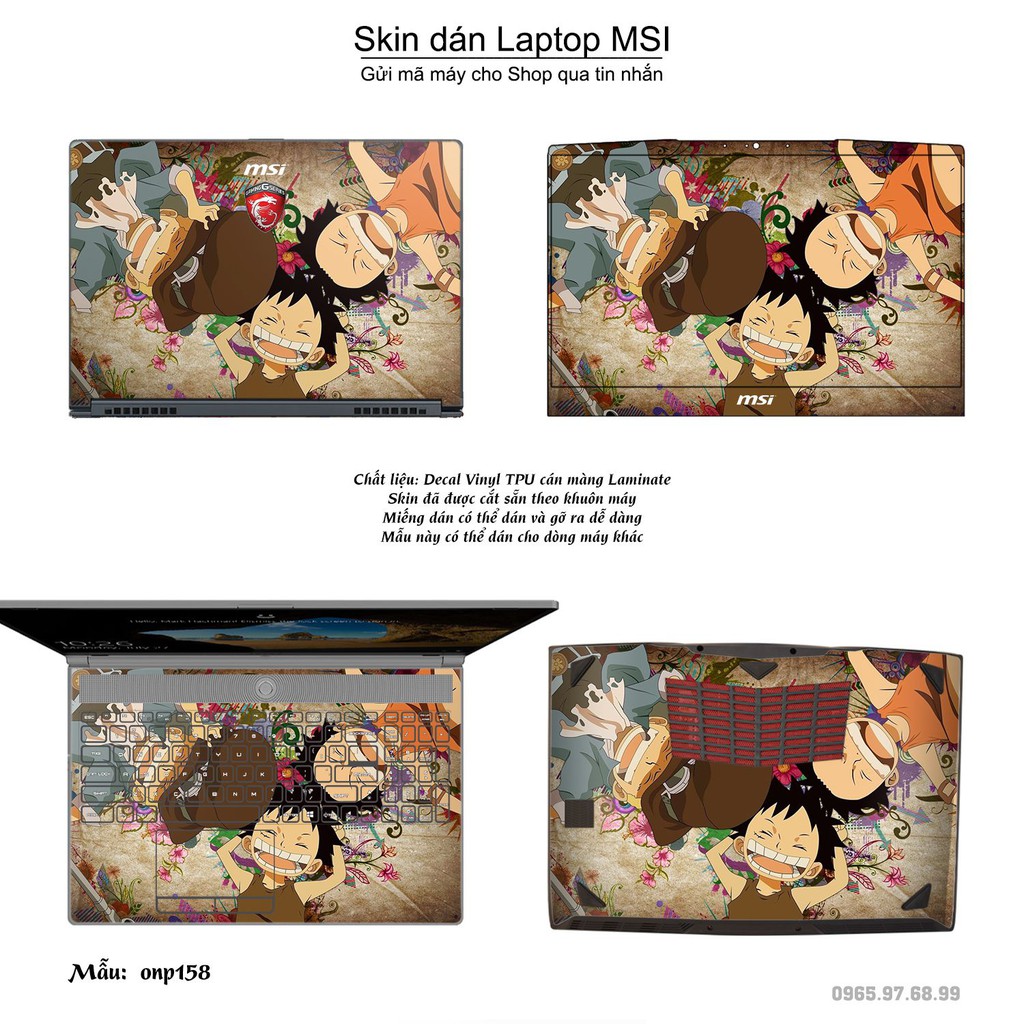 Skin dán Laptop MSI in hình One Piece _nhiều mẫu 20 (inbox mã máy cho Shop)