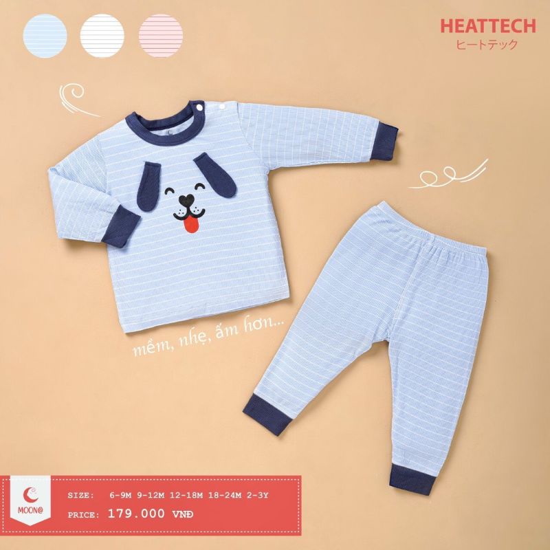 MOON 2022 - Bộ Giữ Nhiệt vải Heattech cho bé trai, bé gái từ 6M đến 3Y