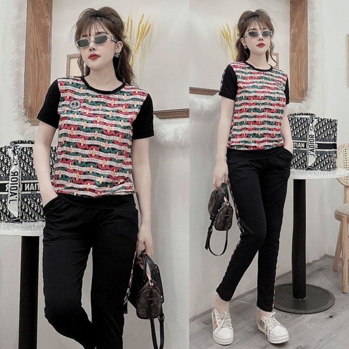 Bộ đồ thể thao nữ phối cam trắng TT398