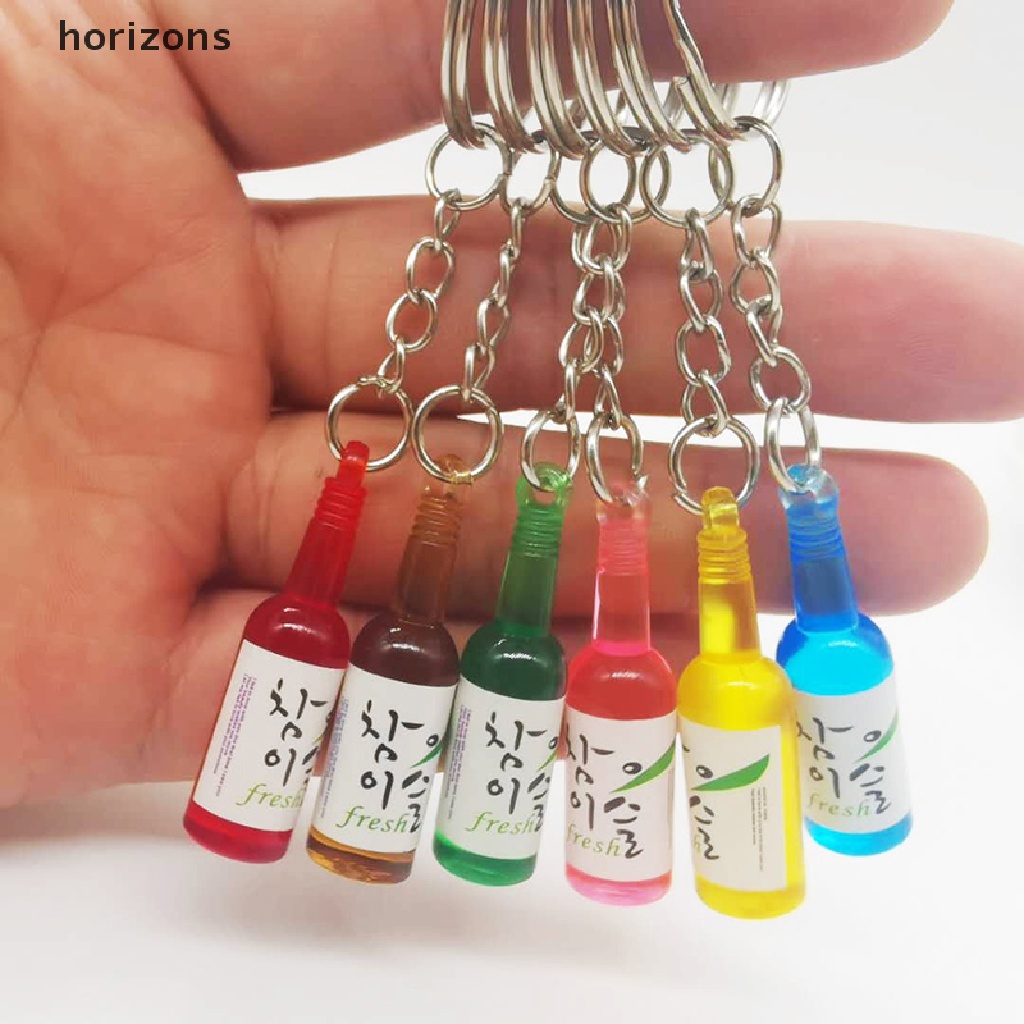 Móc khóa resin hình chai bia / rượu độc đáo phong cách Hàn Quốc